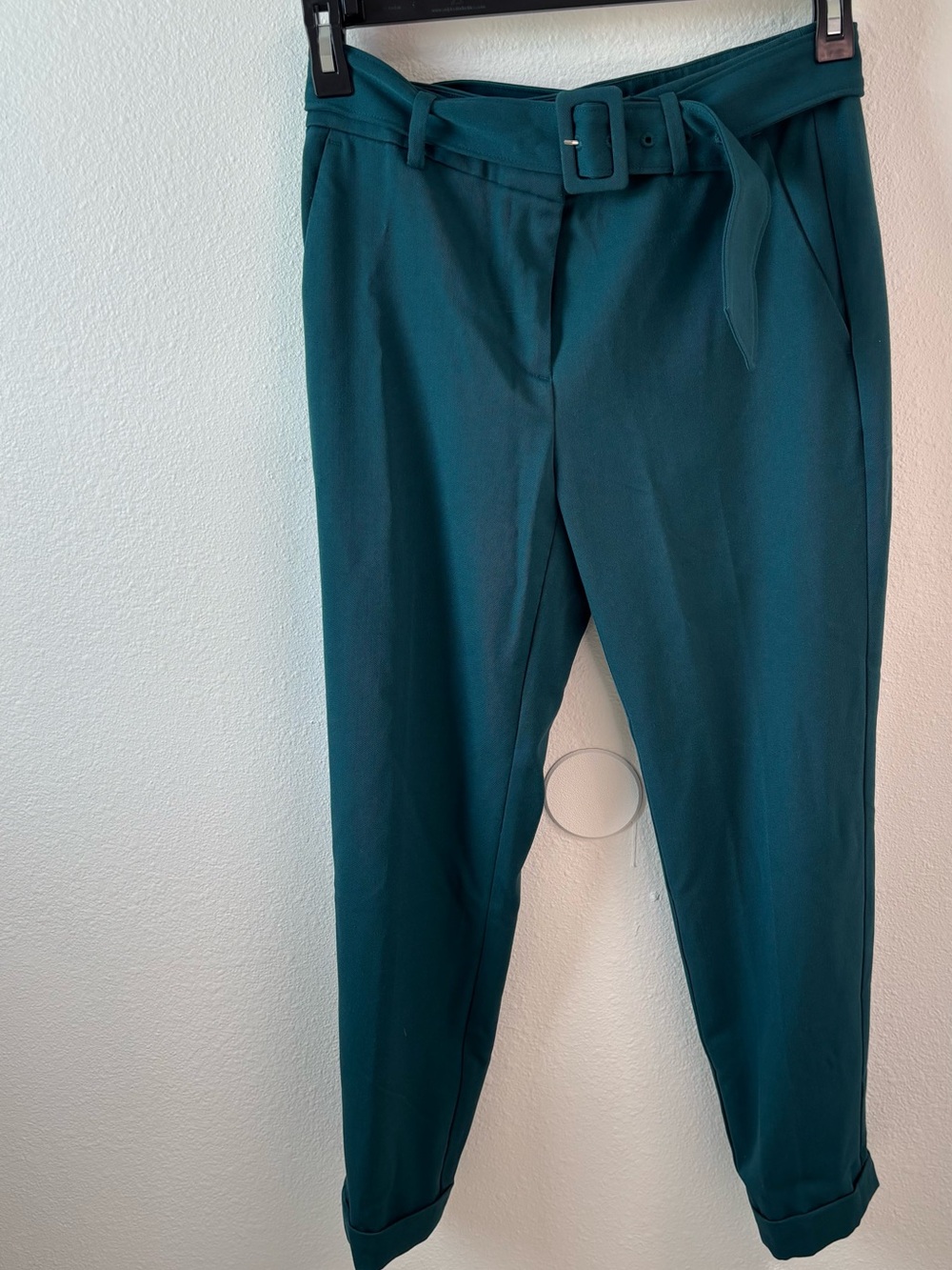 LOFT The Devin Slim Teal Belted Ankle Pants Size 2